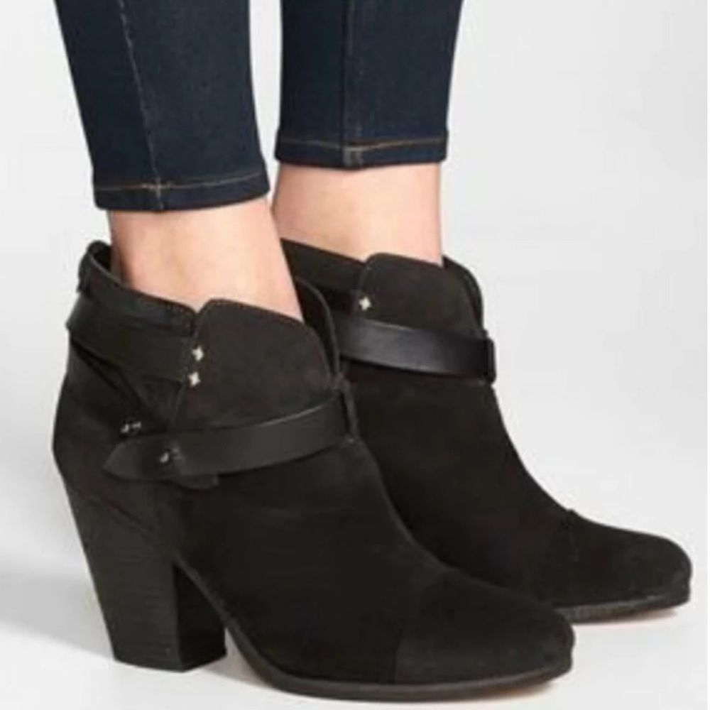 Rag & Bone Harrow Suede Block Heel Ankle Boots Booties size 38/8
